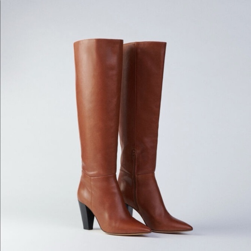 NWT Maje Brown Leather Knee-high Boots